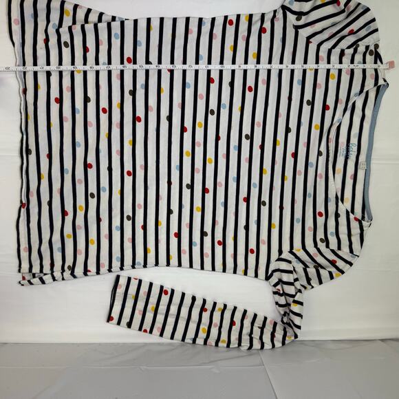 Boden Striped Dot Long Sleeve Top US 4 UK 8 Navy Multicolor Polka Dot Cotton Tee - Picture 7 of 9